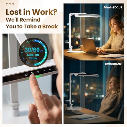 LIONVISON Desk Lamps for Home Office: Dimmable Eye-Caring LED Desk Light - Image 3