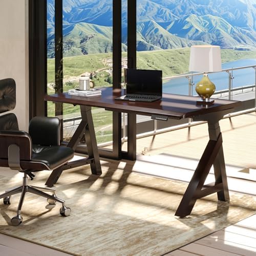 FLEXISPOT 63 x 30 Inch WoodiX Solid Wood Executive Standing Desk, Walnut - Image 3