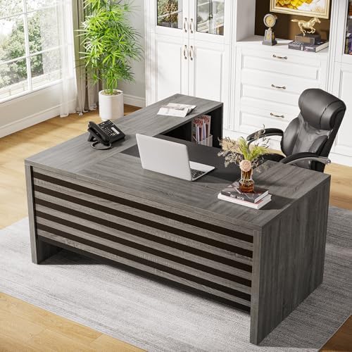 Tribesigns 62.2" L-Shaped Executive Desk with Mobile File Cabinet - Image 4