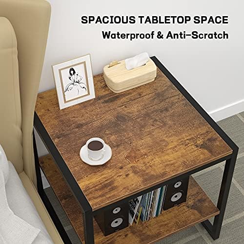 Homieasy End Table, 20 Inch Square Side Table, Mini Fridge Stand - Image 5