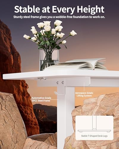 BIZUM Electric Standing Desk 60 x 24 Inch Computer Desk-Gaming Desk White Home Office Desks Height Adjustable Memory Stand Up Computer Workstation - Image 6