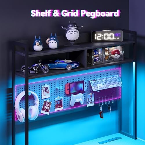 Apicizon L Shaped Gaming Desk 53" with Hutch, LED Light and Drawer - Image 4