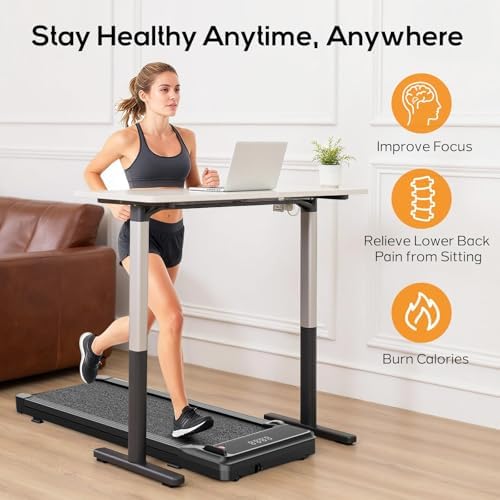 Walking Pad Under Desk Treadmill, Portable Compact Electric Walking Treadmill, Quiet Fitness Machine with Remote Control & LED Display for Home Office - Image 2