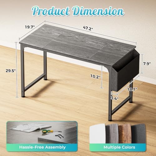PRAISUN 47'' Computer Desk with Fabric Storage Bag - Image 3