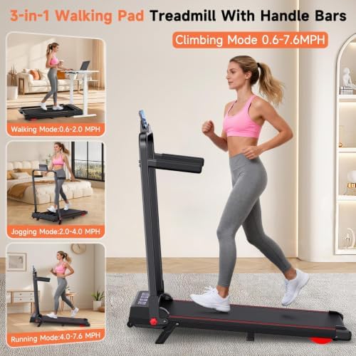 Walking Pad Treadmill for Home Small, 3-in-1 Walking Pad with Handle Bar, 9% Incline Under Desk Treadmill with 300lbs Capacity - Image 2