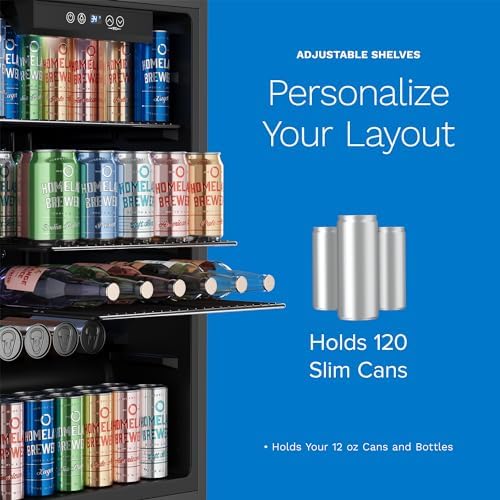 hOmeLabs Beverage Refrigerator and Cooler, 120 Cans Capacity, 3.2 Cu Ft - Image 3