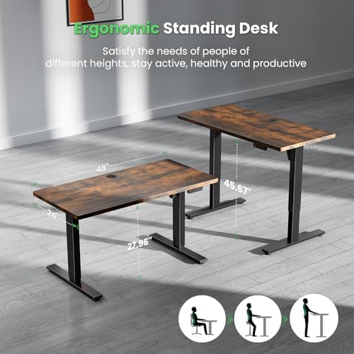 SIAGO Brown 48x24 in Electric Standing Desk, 0.8 Inch Thick Tabletop - Image 6