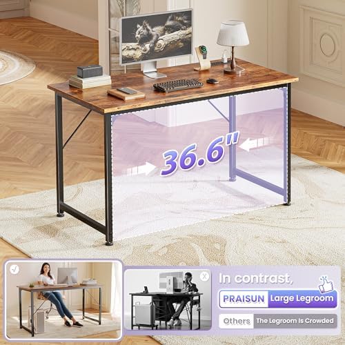 PRAISUN 40 X 20 Inch Computer Desk, Power Outlets, USB-C, Rustic Brown - Image 7