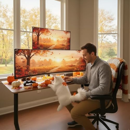 ARES WING Stacked Dual Vertical Monitor Arm with USB A/C for 17 to 49 Inch - Image 3