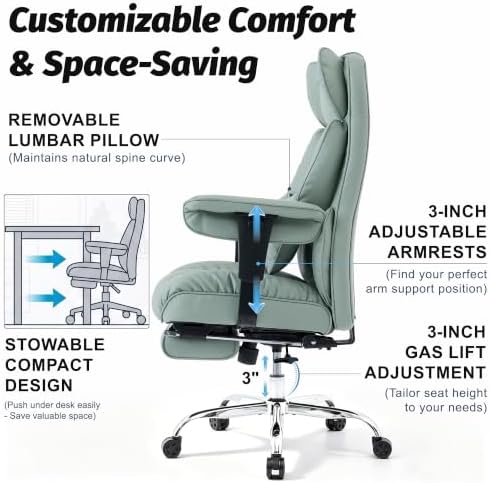 Efomao Executive Office Chair 400lbs,Green Big and Tall Desk Chair - Image 6