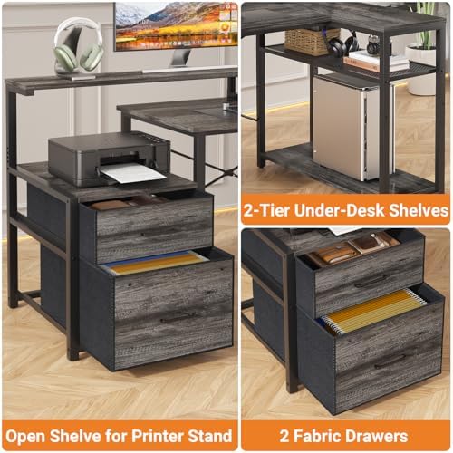 Aheaplus L Shaped Desk with File Drawer, Reversible L Shaped Gaming Desk - Image 7