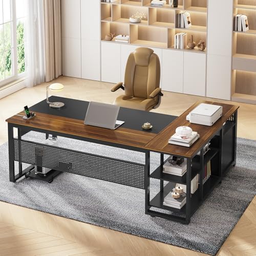 UPOSOJA 71" L Shaped Executive Desk, Office Desk with Storage Drawers - Image 3