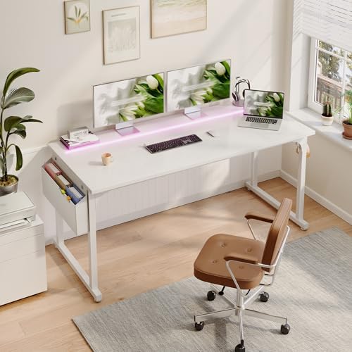 DurayLoly 55 Inch Computer Desk with Waterproof LED Lights for Bedroom - Image 2