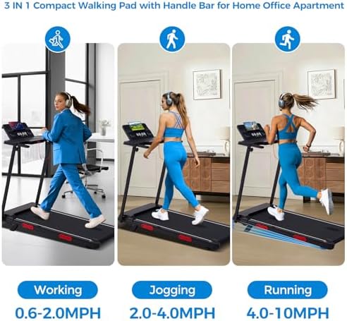 Compact Walking Pad Treadmill with Handle Bar and Incline for Home, 2026 Upgrade Portable Walking Treadmill with Handles, 3.0HP Walking Pad for Exercising, 0.6-7.6MPH, 350LBS - Image 3