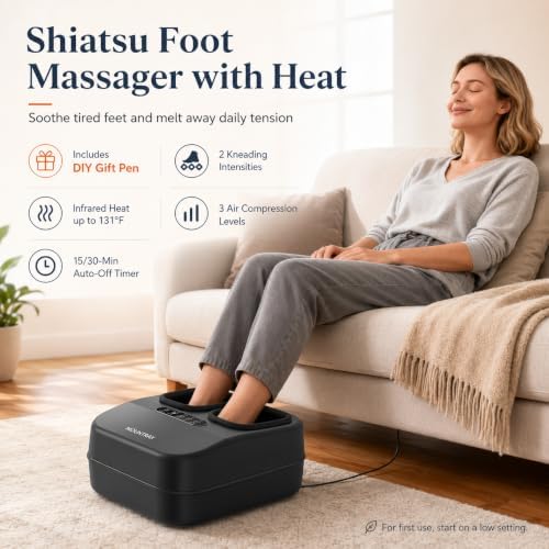 MOUNTRAX Foot Massager with Heating, Compression, Deep Shiatsu Kneading Electric for Plantar Fasciitis, Neuropathy, Improve Circulation and Pain Relief for Father and Mother's Day Gifts - Image 2