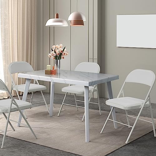 VINGLI 20 Pack Folding Chairs with Padded Seats, Metal Frame with Pu Leather Seat & Back, Capacity 350 lbs, White - Image 2