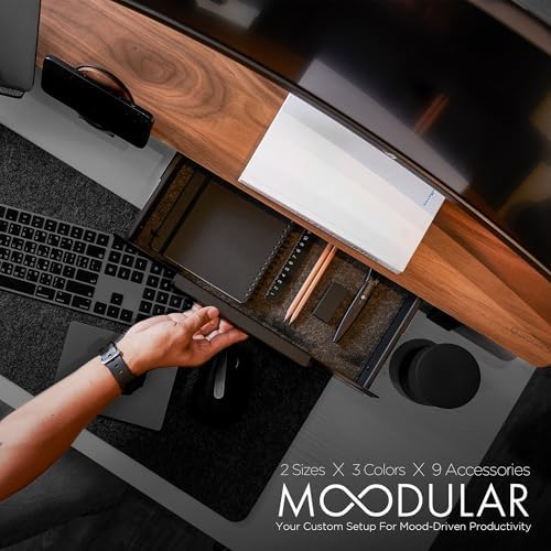 ULTRARM Moodular Wooden Monitor Stand Desk Organizer, Large 45.6" Walnut - Image 2