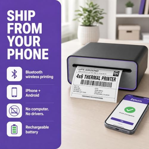 4x6 Thermal Shipping Label Printer, Bluetooth Wireless - Image 3