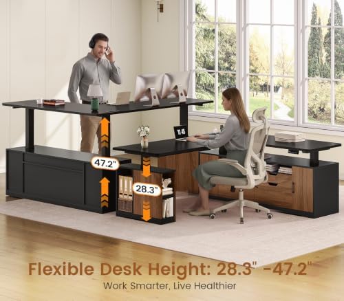SEDETA Modern L Shaped Executive Electric Standing Desk with 4 Drawers - Image 3