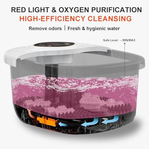 Foot Spa Bath Massager with Heat, Red Light & Oxygen Bubbles, Shiatsu Rollers Epsom Salt Temperature Control, Relieves Stress and Feet Pain - Home Pedicure Soaking Tub Gift for Women/Men - Image 4