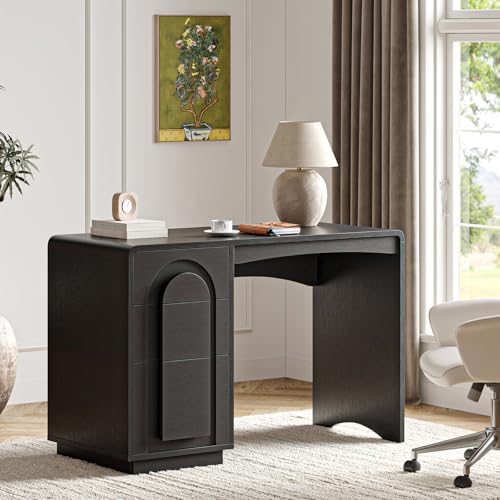 Bestier 47" Computer Desk with 3 Drawers, Executive Style, Black by Bestier