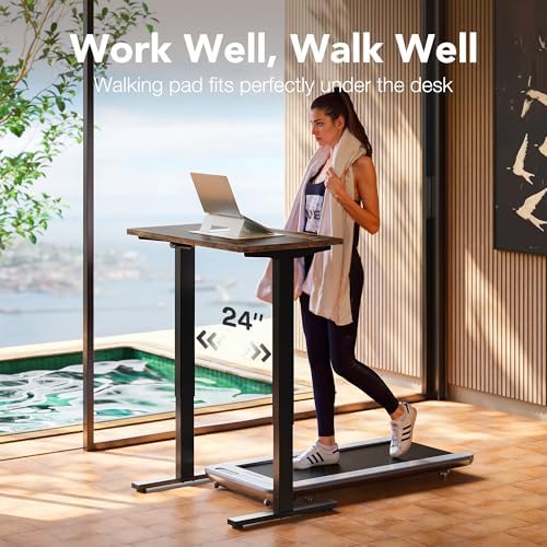 HUANUO 32x19 Inch Small Electric Standing Desk, Adjustable, Rustic Brown - Image 6