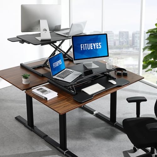 FITUEYES Height Adjustable Standing Desk 32” Wide Sit to Stand Converter - Image 2
