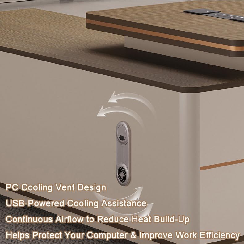 L Shaped Executive Desk with Drawers & Storage, Modern Wood Executive Office Desk Computer Table for Home Office Furniture Setup, Management Workstation for Workplace or Office(D-Right, L2.4M/94IN) - Image 6