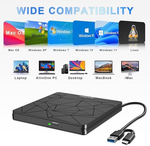 External DVD Drive USB 3.0 USB-C CD Burner CD/DVD Player - Image 3