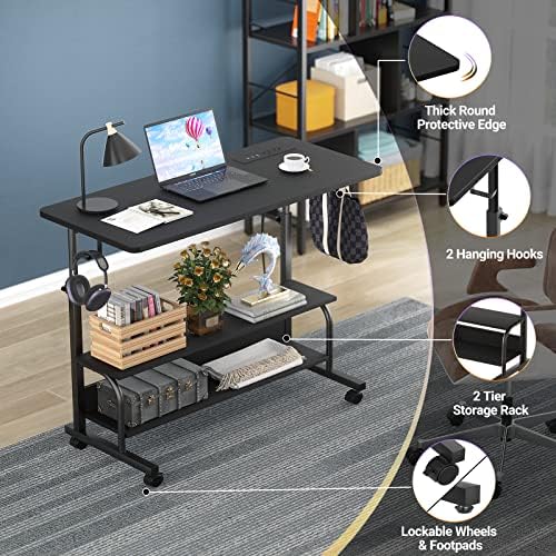 Armocity 32" Rolling Standing Desk with Charging Station for Couch Bed - Image 5