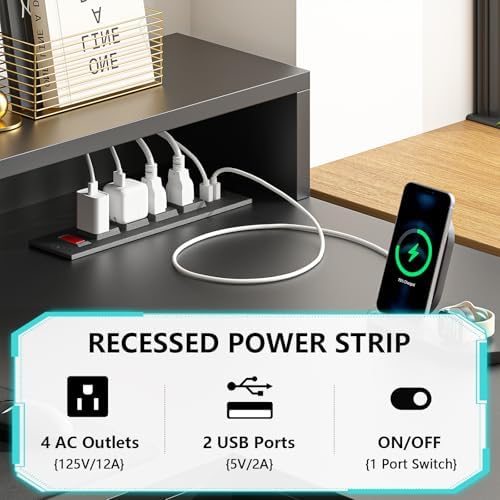 63" Farmhouse L Shaped Desk with Drawers & Printer Shelf for Home Office - Image 5