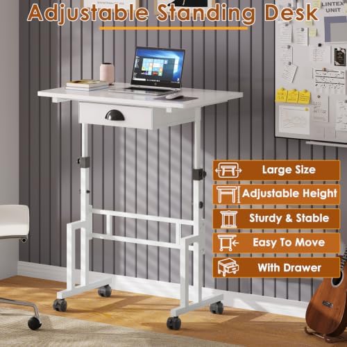 Large Adjustable Height Standing Desk With Wheel, Rolling Sit to Stand Desk - Image 4