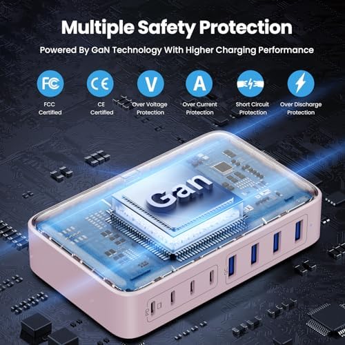 USB C Charger 200W USB C Charger Block,Upgraded GaN III 8-Port Fast Charging Station Hub,PD 65W Laptop Charging Adapter Compatible with MacBook Pro/Air,DELL,Steam Deck,iPhone 16/15/14,Galaxy S23/22 - Image 2