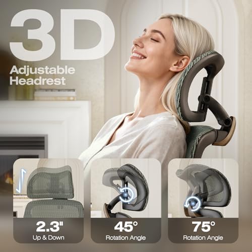 ELABEST X100 Ergonomic Mesh Office Chair with Footrest, Big and Tall Home Desk Chair with 5D Flip-Up Arms, Adjustable 3D Lumbar Support, Gaming & Executive Computer Chair - Image 5