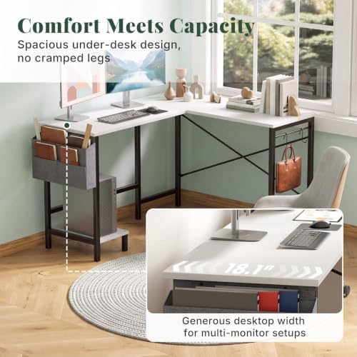 L Shaped Computer Gaming Desk with PC Stand for Home Office - Image 4