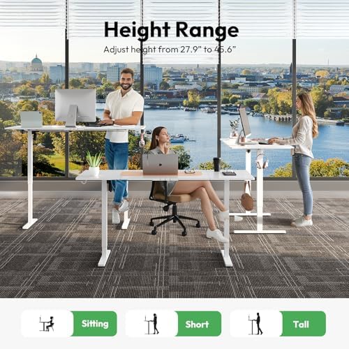 63 x 28 Inch Electric Standing Desk, 3 Memory Presets, White - Image 3