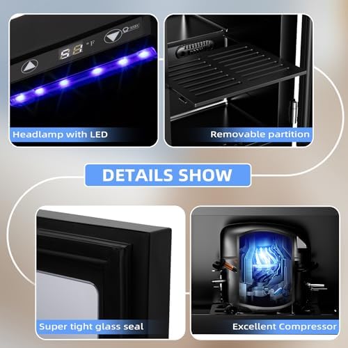 Antarctic Star 18L Mini Fridge 24 Can,Beverage Refrigerator with Quiet Compressor LED Light,Small Cooler with Electronic Temperature Control for Home/Office/Dorm/Bar. - Image 6