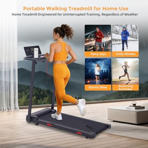Small Treadmill for Home, Walking Pad Treadmill with Incline and Handle Bar, 3.0HP Electric Under Desk Treadmill for Small Space, 0.6-7.6MPH Portable Mini Exercise Treadmills, 350LBS Capacity - Image 4