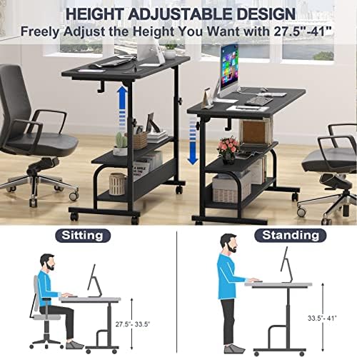 Armocity 39" Rolling Standing Desk with Charging Station for Couch Bed - Image 3