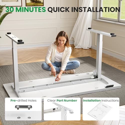 White 71x30 in Electric Standing Desk, 1 Inch Thick Tabletop - Image 7
