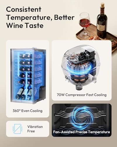 EUHOMY 18 bottle Wine Cooler Refrigerator, Wine Fridge with Lock, Black - Image 4