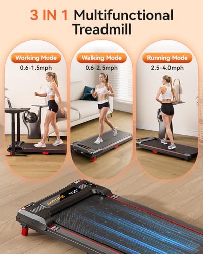 Walking Pad, Anylife Incline Walking Pads Under Desk 330lb Capacity, 2.5HP Portable Treadmills for Home, Compact Treadmill Small Running Pad with LED Display, Remote Control - Image 5