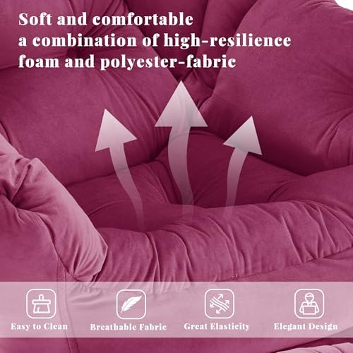 Lazy Chair with Ottoman, Comfy Reading Chair, Burgundy - Image 4