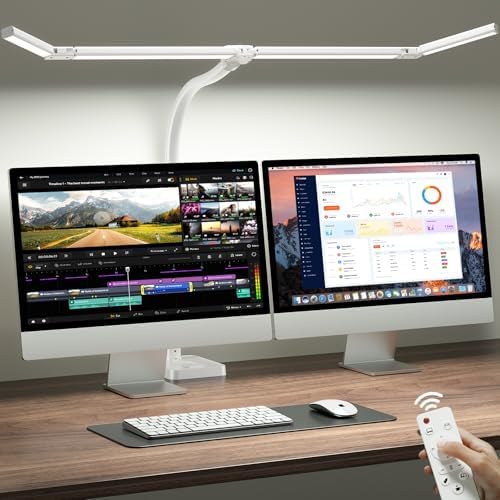 ONEMIX LED Desk Lamp with Base, 42-Inch 4-Panel Light for Dual Monitors by DeskLamp