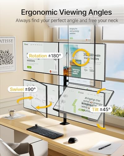monTEK Quad Monitor Stand for Four 17-32" Screens, 22 lbs Each - Image 4
