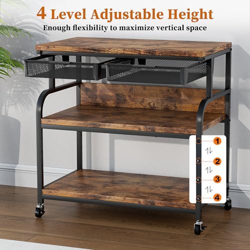 EasyCom 32.3"×18.9" XL Printer Stand with Double Drawers & Wheels - Image 4