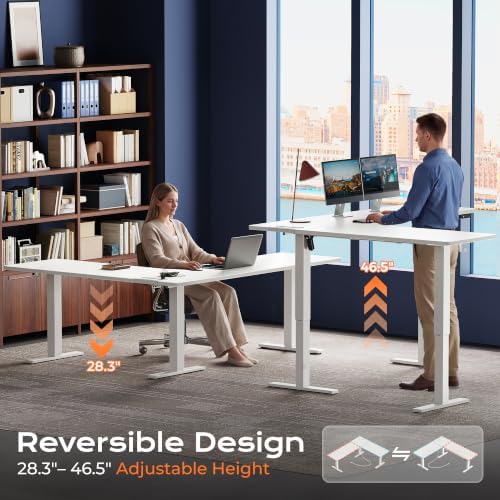 Huuger 75 x 63 Inch L Shaped Standing Desk with Power Outlets - Image 4