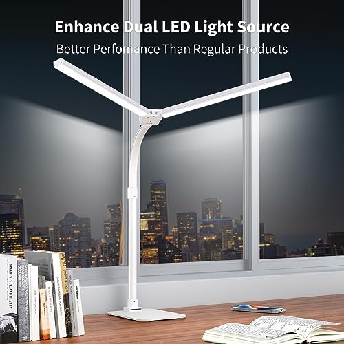 LED Desk Lamp Architect Task Light Dual Head Modern Flexible Gooseneck Tall - Image 2