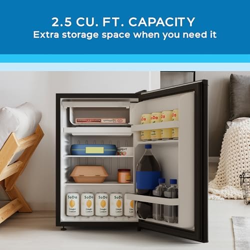 Avanti 2.5 Cu. Ft. Mini Fridge Compact Refrigerator for Dorm, Office & Bedroom, Chiller Compartment, Glass Shelf, Reversible Door, ENERGY STAR, Black - Image 4