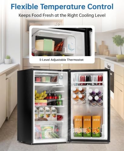 3.2 Cu Ft Mini Fridge with Freezer, Single Door Upright Freezer - Image 4